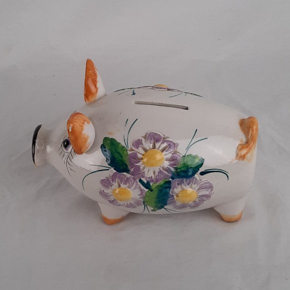 Vintage Hand painted Italian Piggy Bank - 7" long - Picture 2 of 8